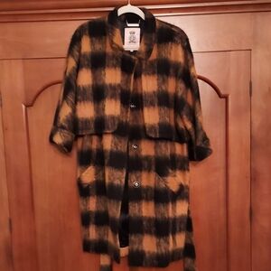 Juicy Couture Plaid Wool Blend Coat